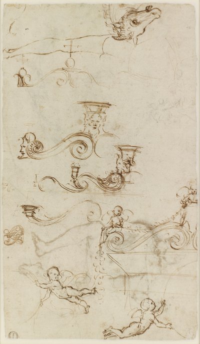 Sheet of Studies Mainly of Ornamental Details [verso] by Raffaello Sanzio Raphael